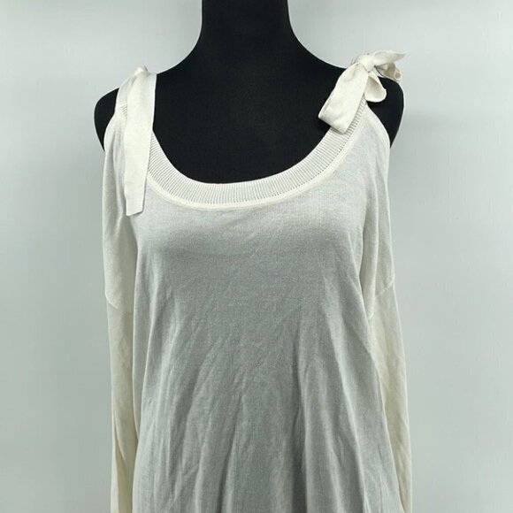 𝅺MOSSIMO Dutti NWT open shoulder cold shoulder sweater cream soft light weight - Picture 7 of 8